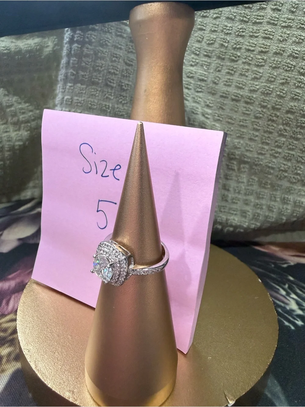Sterling Silver Cushion Halo Engagement Ring in White Moissanite